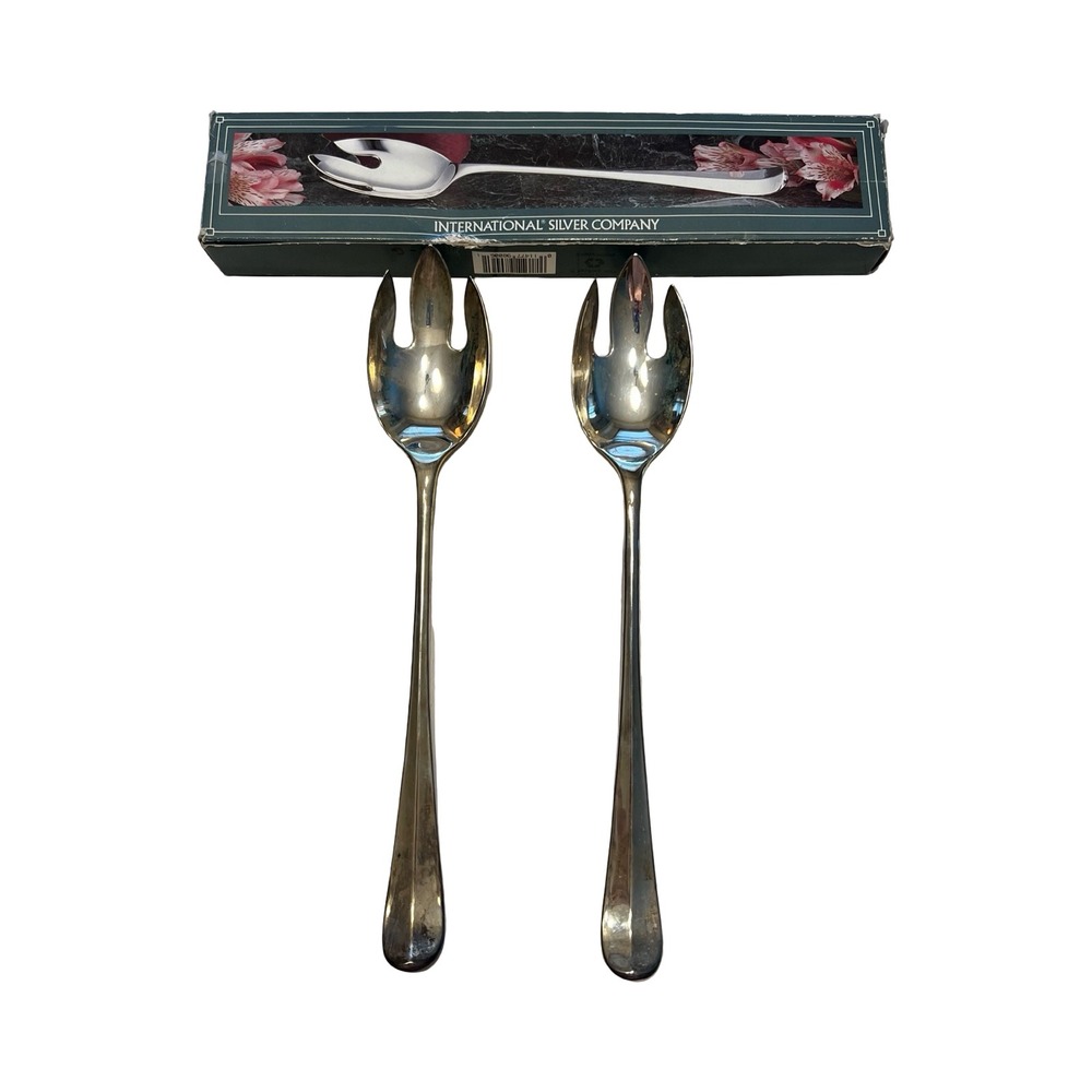 International Silver Company Silverplated‎ Serving Fork Set 2pc 13in